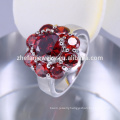 Hot Selling Classic Big Square Crystal Ring White Gold Plated Big Flower Ring